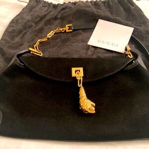 Rare, Authentic Tom Ford Gucci Suede Leather Tiger Head Bag.